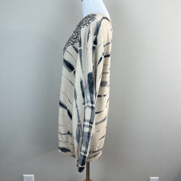 Torn By Ronny Kobo Tunic Sweater M 100% Cashmere Tie Dye Bead Embellishe… - Picture 7 of 12